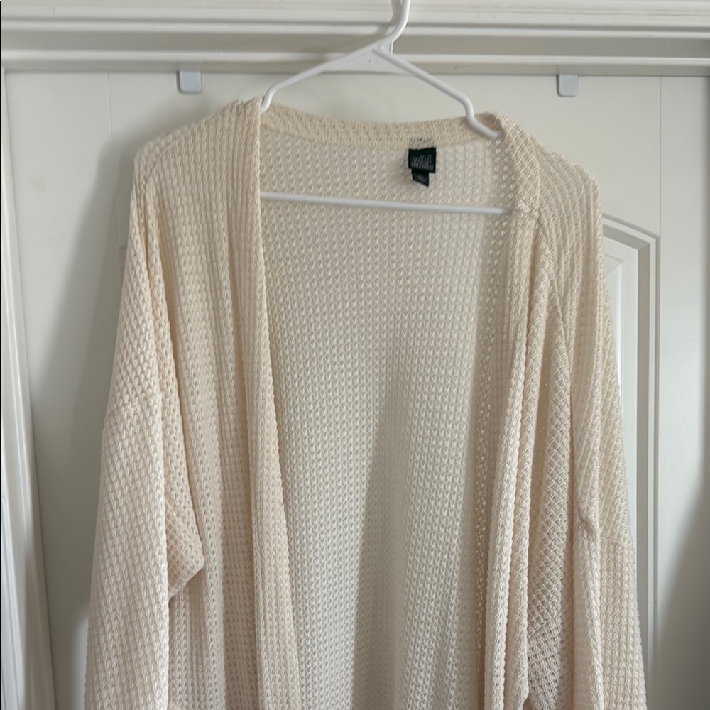 Cream Open-Front Cardigan, light weight size large